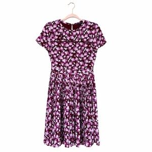 Banana Republic Purple Floral Pleated Dress Sz 2
